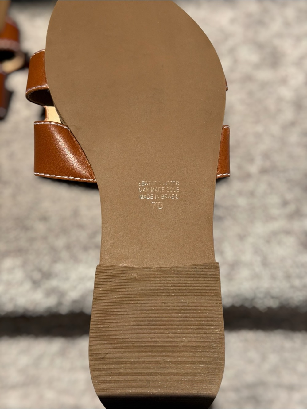 French Sole Alibi Leather Slide Sandals Cognac H Cutout Beach Summer Vacation - Picture 8 of 8